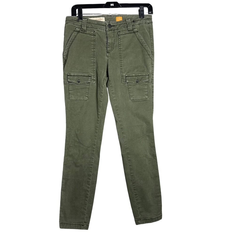 Pilcro and the Pilgrim Cargo Pants Olive Green Utility Pockets military 4 army